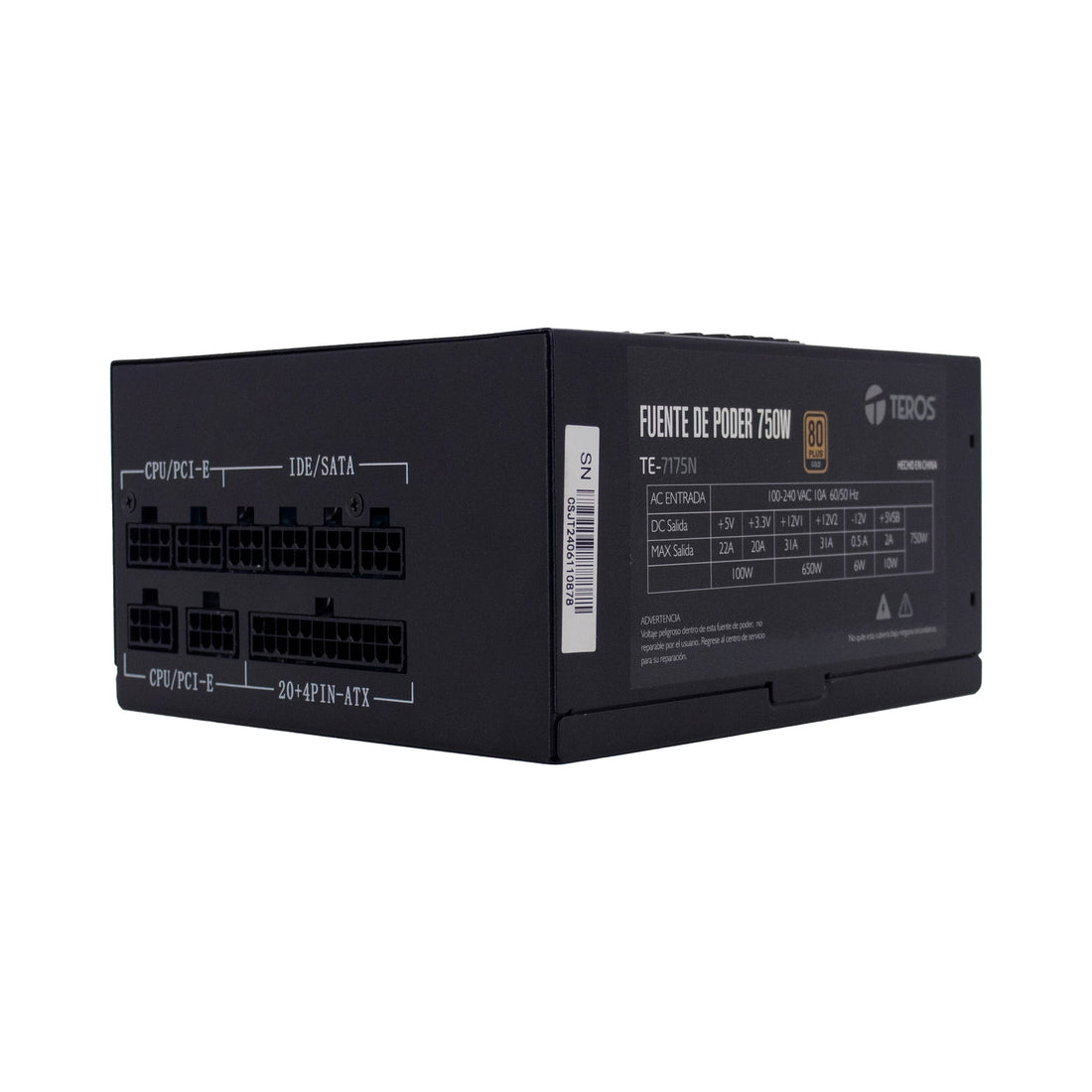 Fuente 750W Teros TE-7175 80 Plus Gold Modular