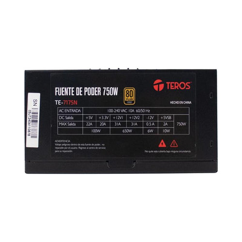 Fuente 750W Teros TE-7175 80 Plus Gold Modular