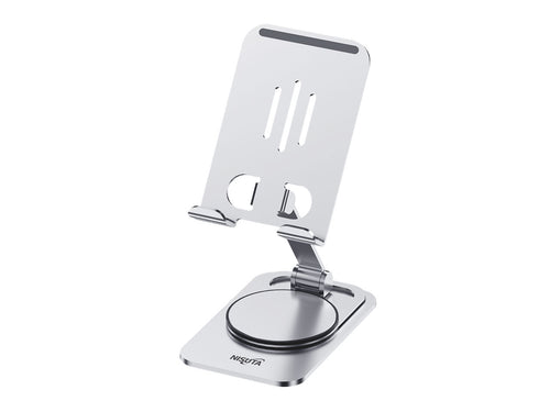 Soporte de aluminio plegable y rotatorio para celular