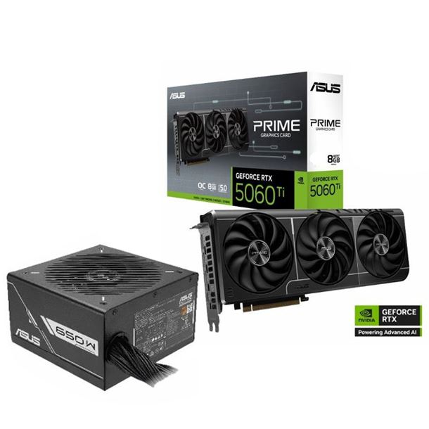COMBO ASUS VIDEO GeForce RTX 5060 TI 8GB PRIME OC + FUENTE 650W PRIME 80 PLUS BRONZE