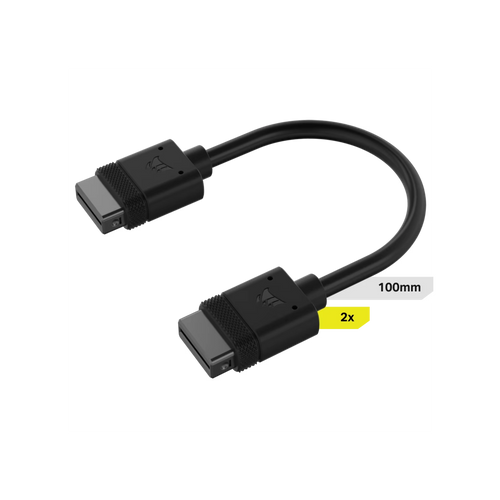 Cable CORSAIR iCUE LINK 2x 100mm con conector derecho negro