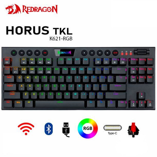 TECLADO WIRELESS REDRAGON K621 HORUS RGB TKL - SWITCH RED ESPAÑOL