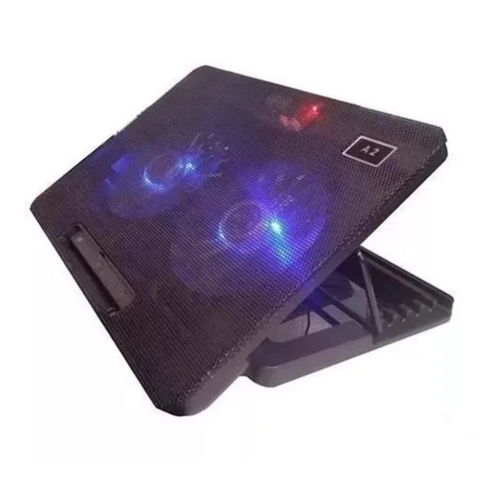 Base Cooler Doble Para Notebook Regulable 4 posiciones Con Luz RGB