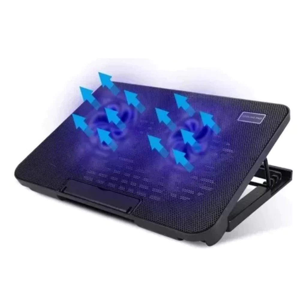 Base Cooler Doble Para Notebook Regulable 4 posiciones Con Luz RGB