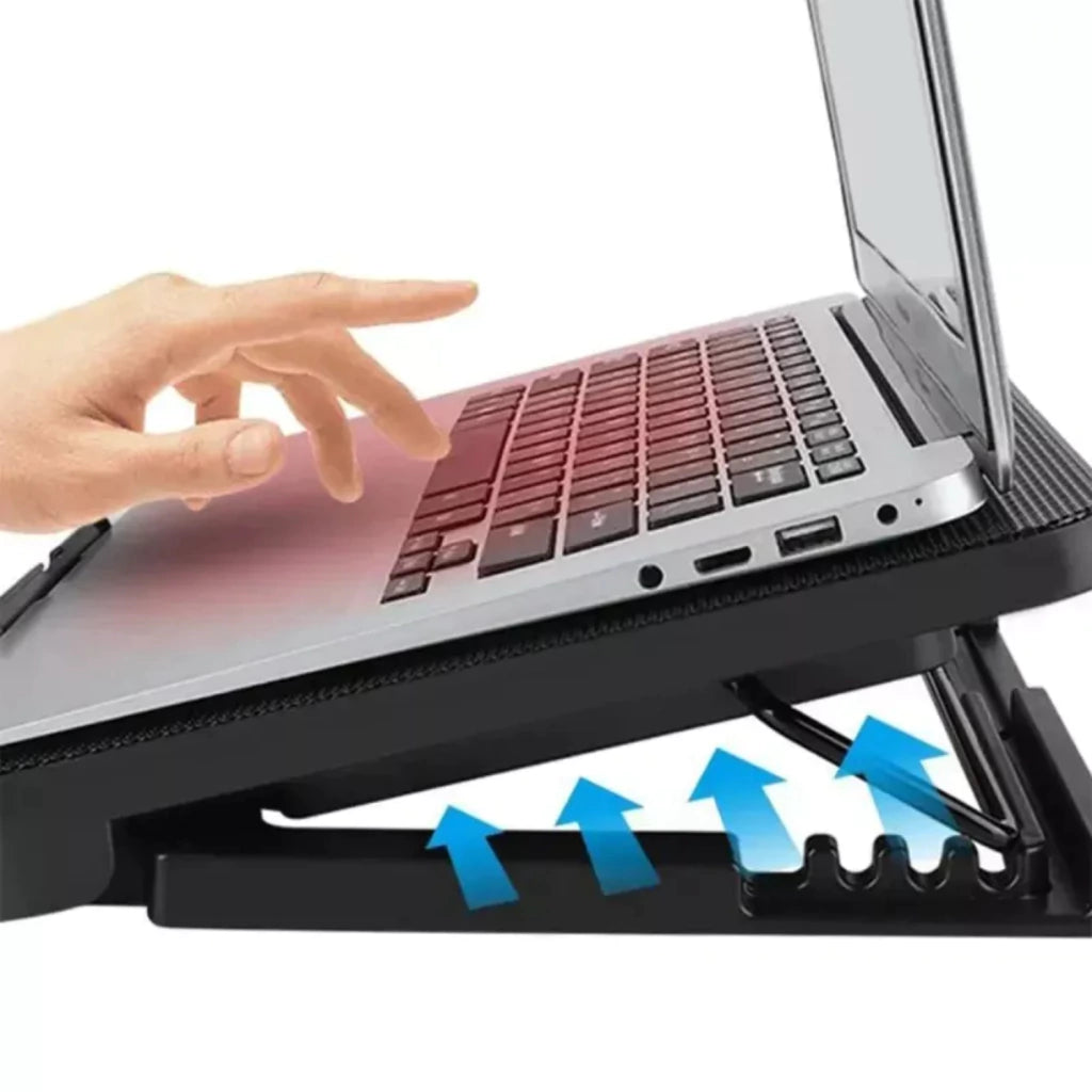 Base Cooler Doble Para Notebook Regulable 4 posiciones Con Luz RGB