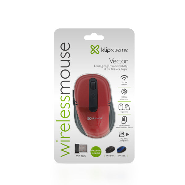 Mouse Klipxtreme Wireless Kmw-Bl 6 Botones Nano Dongle Blue Vector (Kmw-340Bl)