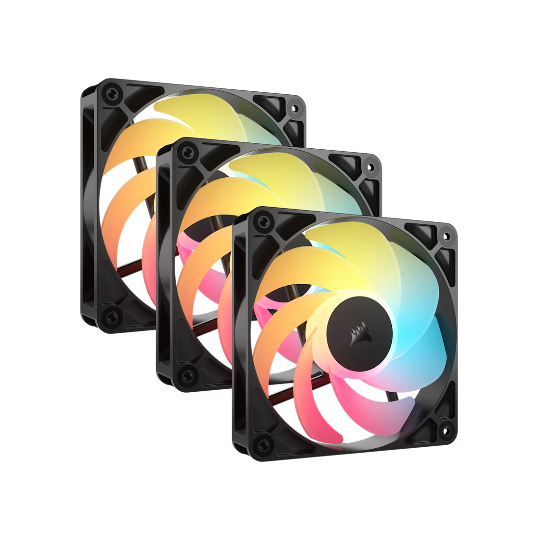 Kit de ventiladores CORSAIR flujo invertido RS120-R ARGB de 120 mm x3 negro