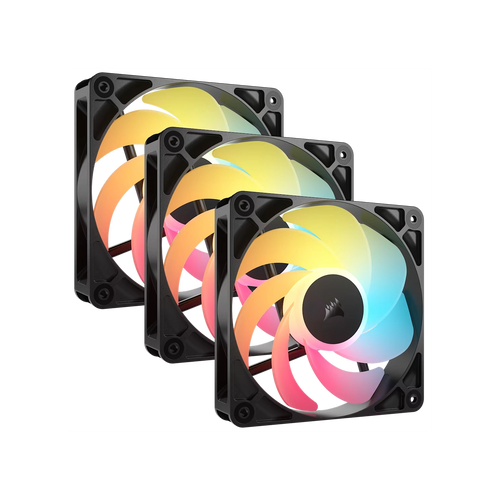 Kit de ventiladores CORSAIR flujo invertido RS120-R ARGB de 120 mm x3 negro