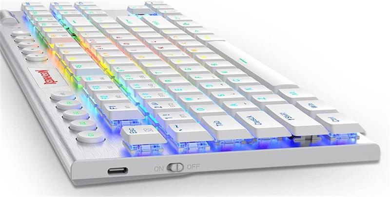Teclado Mecanico Redragon K622 Horus TKL White RGB Red Switches - Español