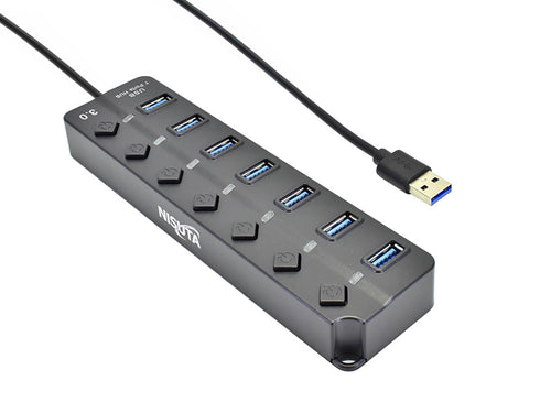 Hub USB 3.0 de 7 puertos con switch por puerto