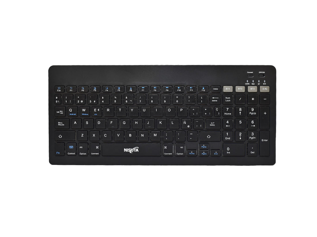 Teclado multimedia bluetooth negro con batería recargable