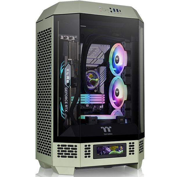 GABINETE THERMALTAKE THE TOWER 300 TG 2FAN MATCHA GREEN