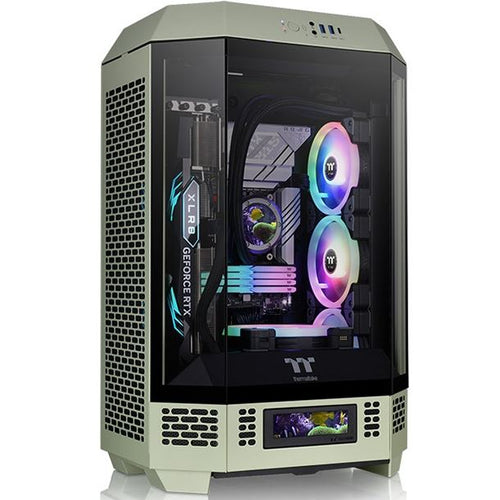 GABINETE THERMALTAKE THE TOWER 300 TG 2FAN MATCHA GREEN