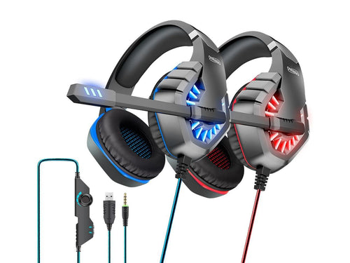 Auricular gaming PS4 tipo vincha con luz y micrófono