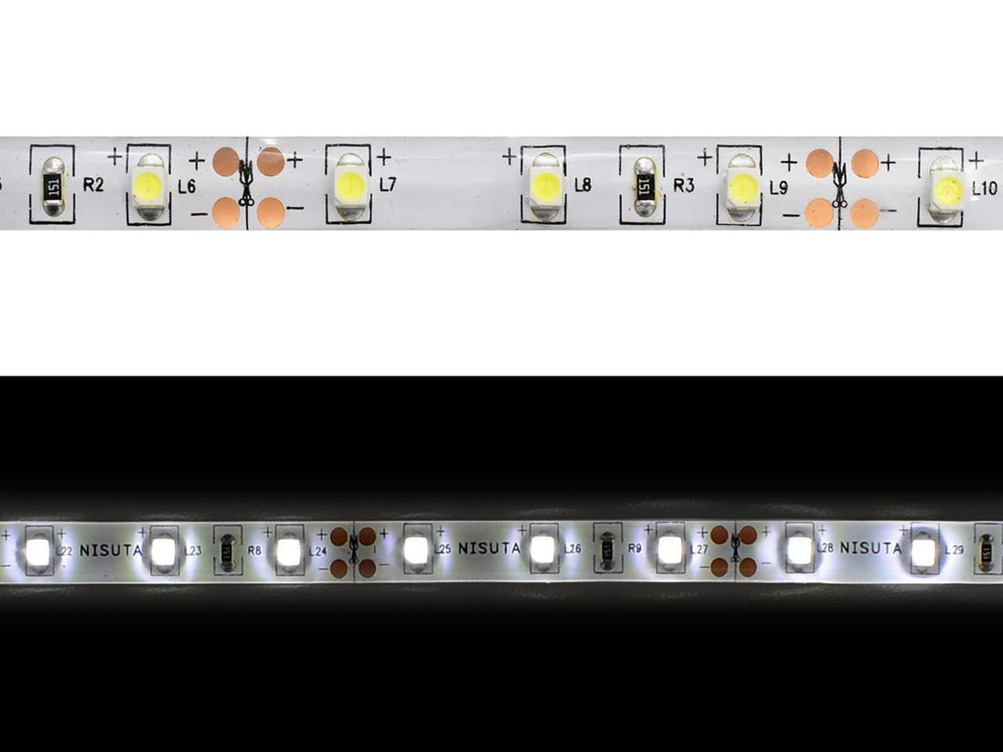 Tira de LEDs externa 3528 60L/M blanco puro 24v x metro