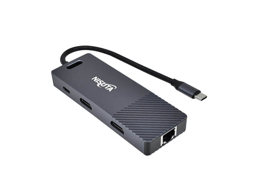 Docking USB C 3.1 a 2 puertos HDMI, Red gigabit, Hub USB 3.0, PD 100W