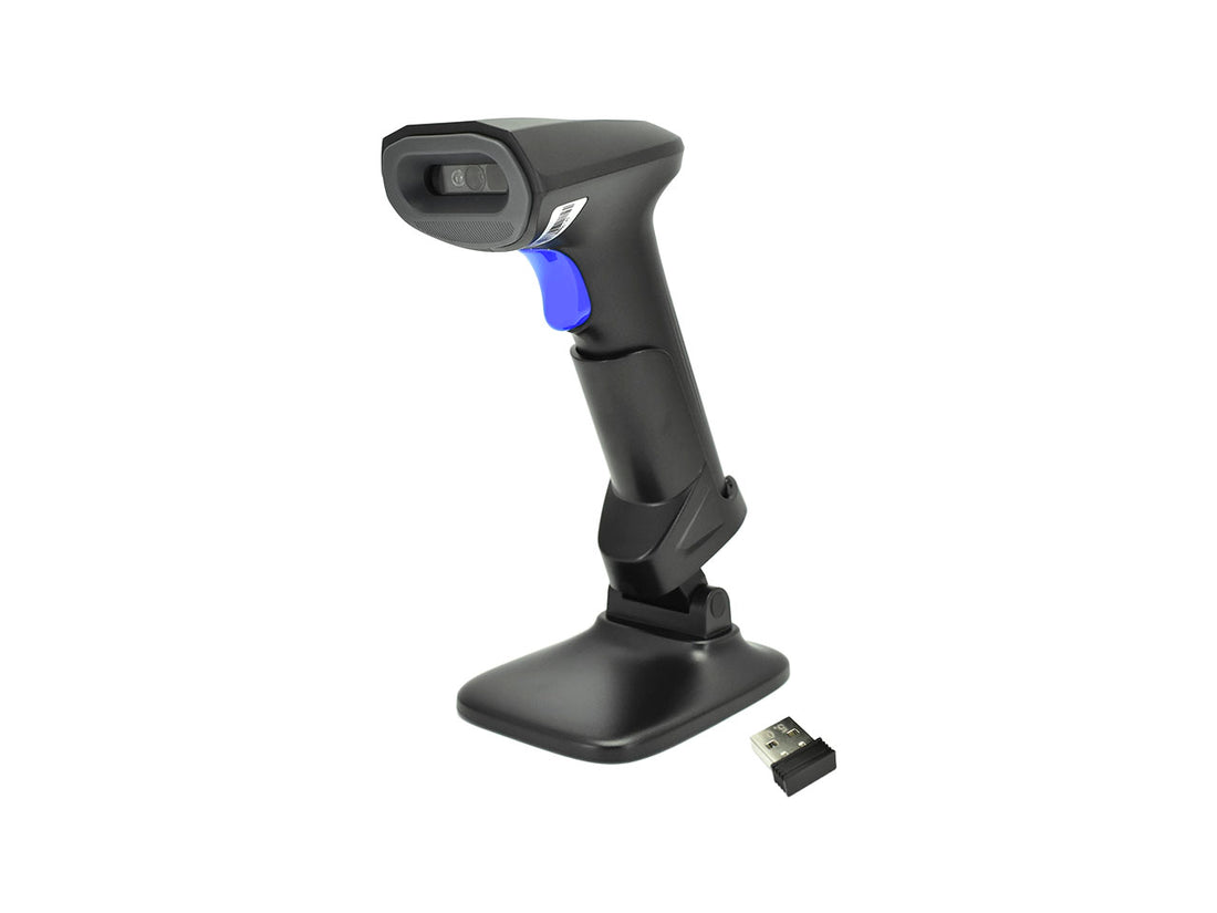 Lector de códigos de barras 1D y 2D (QR) via Wifi o Bluetooth, con base