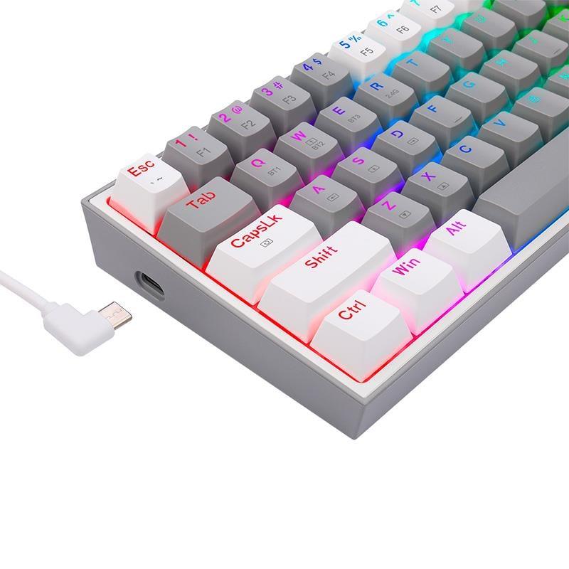 Teclado Mecanico 60% Redragon Fizz Pro K616 Grey/White RGB Red Switches