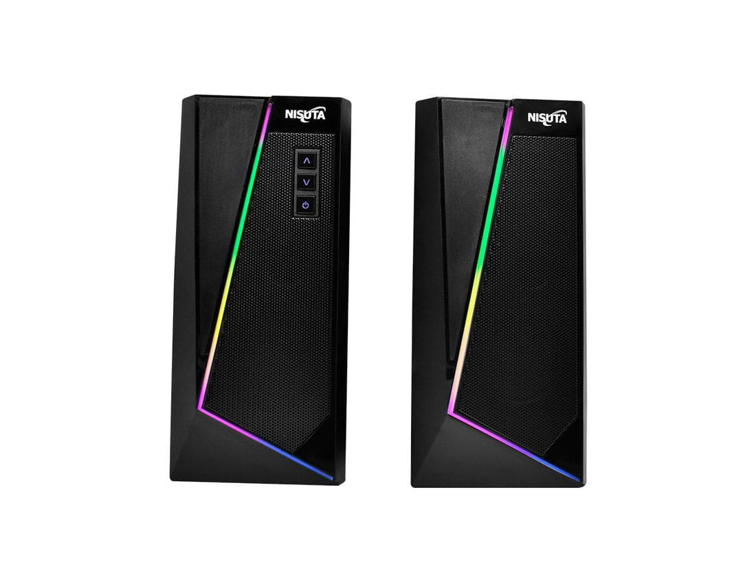 Parlante 2.0 3.5mm+USB y BT para PC con leds RGB