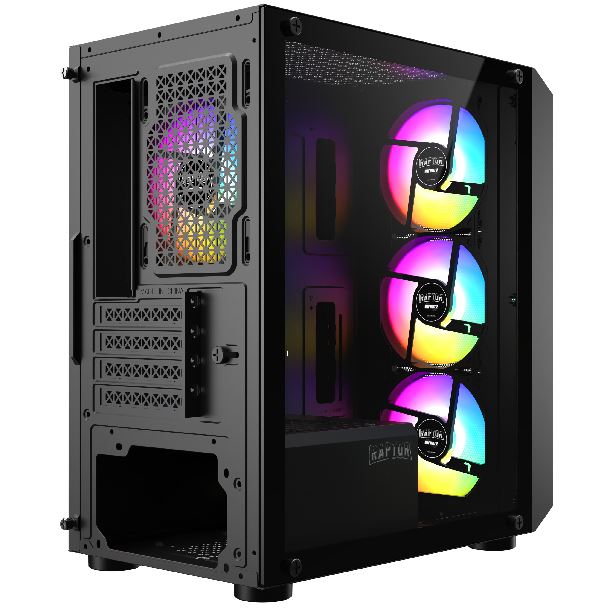 GABINETE RAPTOR INFINITY MESH TG 4FAN RGB