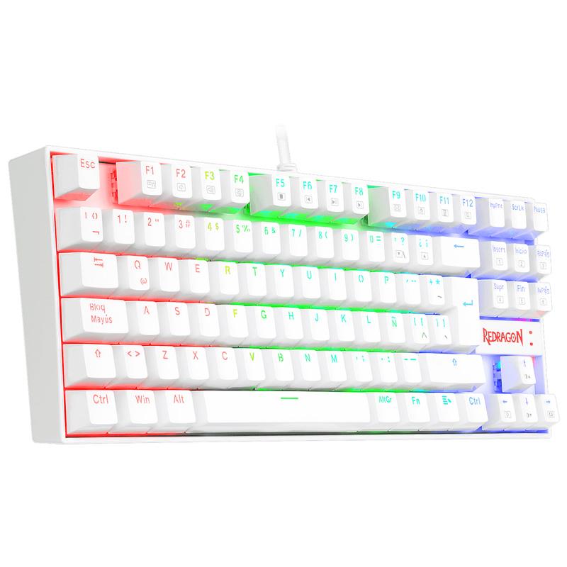 Teclado Redragon K552 Kumara Mecanico White Rainbow LED Switch Red