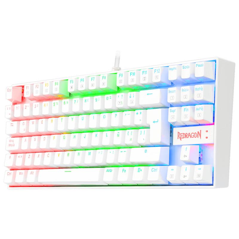 Teclado Redragon K552 Kumara Mecanico White Rainbow LED Switch Red
