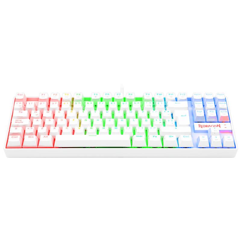 Teclado Redragon K552 Kumara Mecanico White Rainbow LED Switch Red