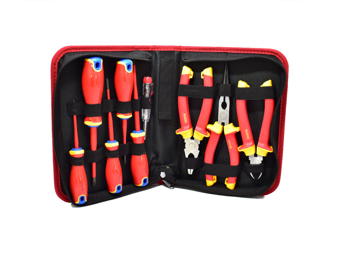 Kit de destornillador, pinzas y alicate de 1000V de 9 piezas para electricista