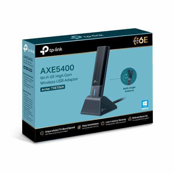 PLACA DE RED WIFI6E USB TP-LINK ARCHER TXE70UH AXE5400 ALTA GANANCIA