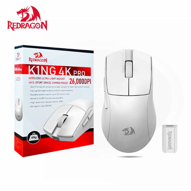 MOUSE WIRELESS REDRAGON M916 K1NG PRO 4K WHITE