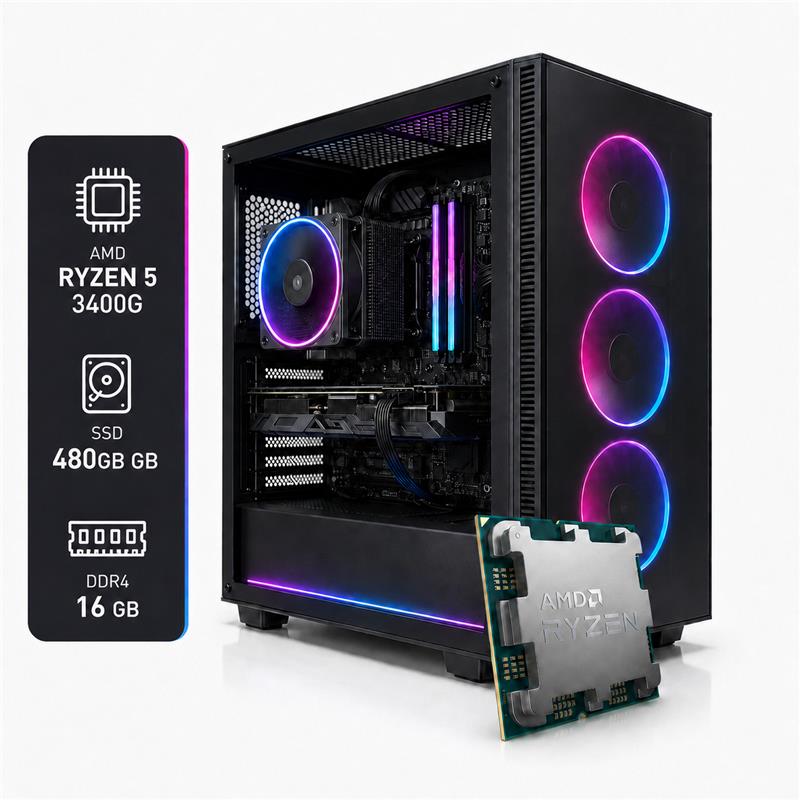 PC ARMADA GAMER AMD Ryzen 5 3400G 16GB SSD 480GB