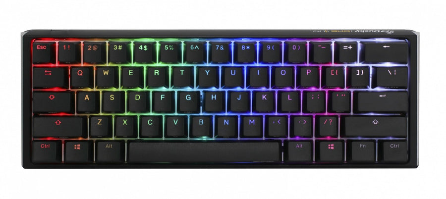 TECLADO MECANICO DUCKY ONE 3 MINI TECLAS NEGRAS INTERRUPTOR MARRON INGLES PBT DOBLE DISPARO SIN COSTURAS NEGRO Y BLANCO - imagen 2