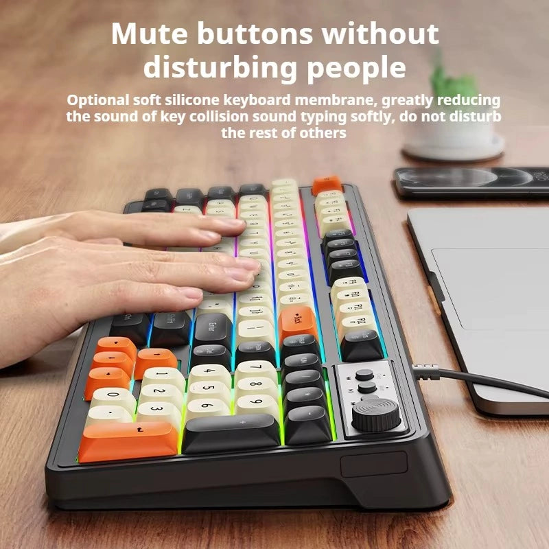 Teclado EWEADN G98 | Diseño de 98 Teclas, Perilla Multimedia y RGB Rainbow - imagen 8