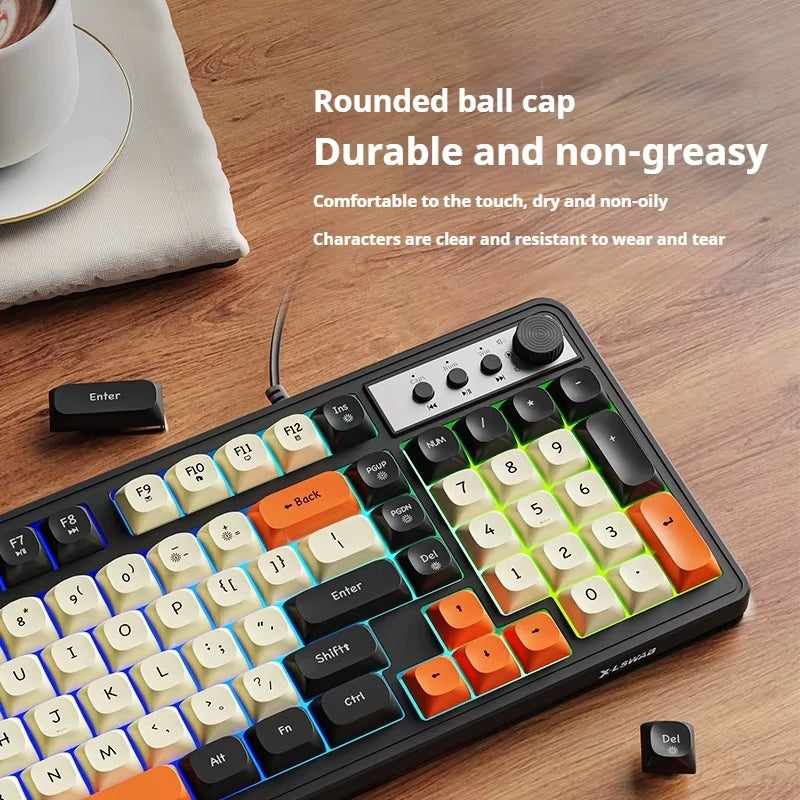 Teclado EWEADN G98 | Diseño de 98 Teclas, Perilla Multimedia y RGB Rainbow - imagen 7