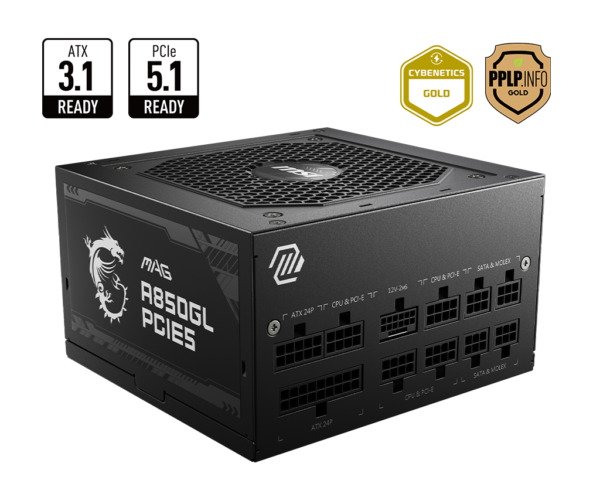 Fuente MSI MAG A850GL 850W 80 Plus Gold Full Modular PCIE 5.0 (4253)