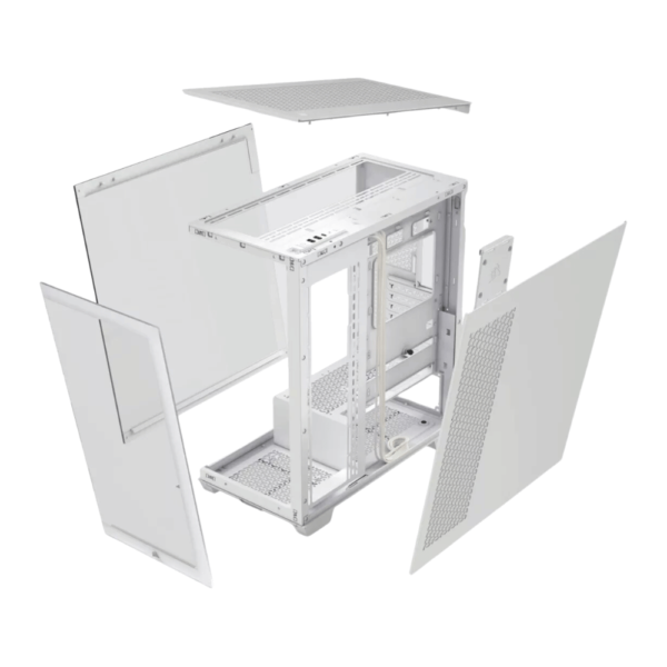 Gabinete Corsair 3500X Mid-Tower en color blanco con vidrio templado, soporte para motherboards Mini-ITX, Micro-ATX, ATX y E-ATX. Disponible en Cyclon Hardin.