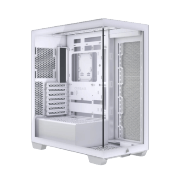 Gabinete Corsair 3500X Mid-Tower en color blanco con vidrio templado, soporte para motherboards Mini-ITX, Micro-ATX, ATX y E-ATX. Disponible en Cyclon Hardin.